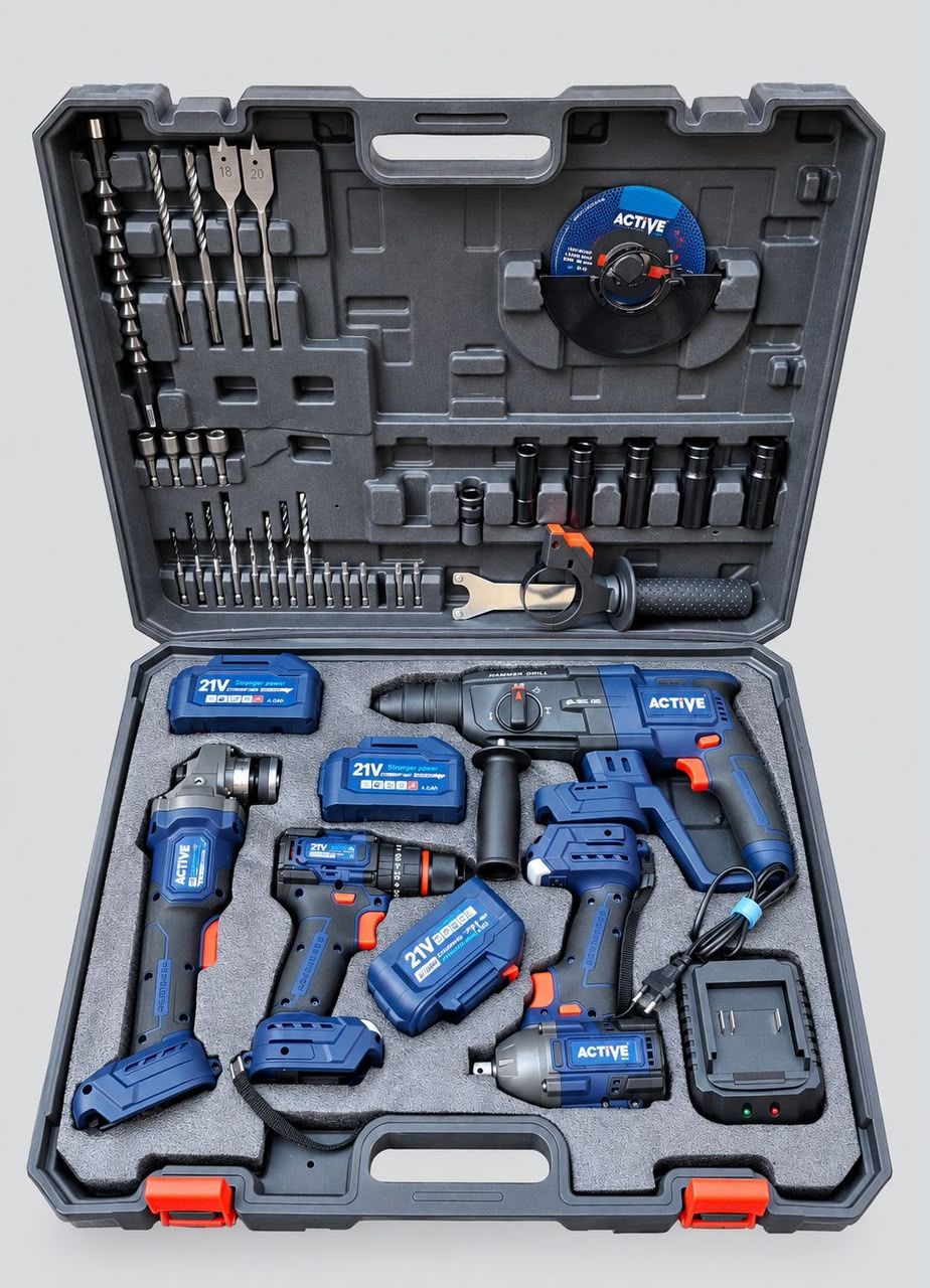 مجموعه بتن‌کن، پیچگوشتی، فرز و بکس براشلس اکتیو مدل AC-3224BL